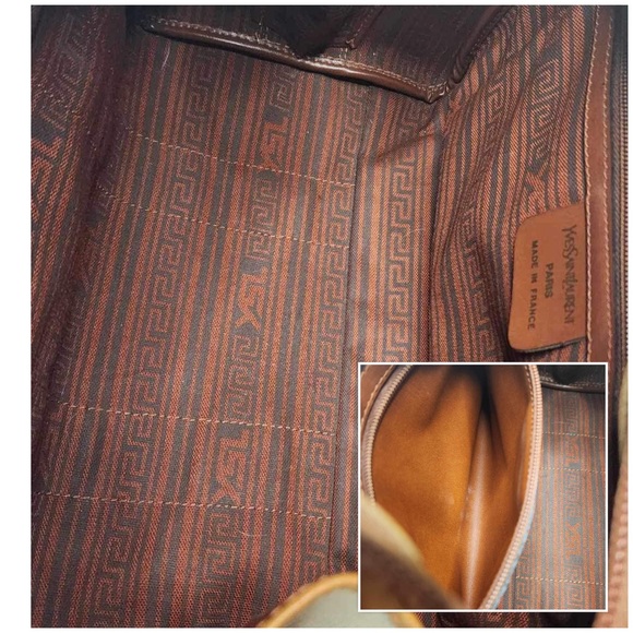 Vintage YSL Yves Saint Laurent Cassandra Logo Bag Canvas Boston Bag - Picture 12 of 13